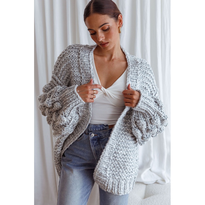 Moscow Chunky Knit Oversized Cardigan Marble