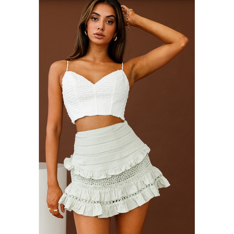 Sunshine Lover Sweetheart Neckline Tied Back Crop Top White