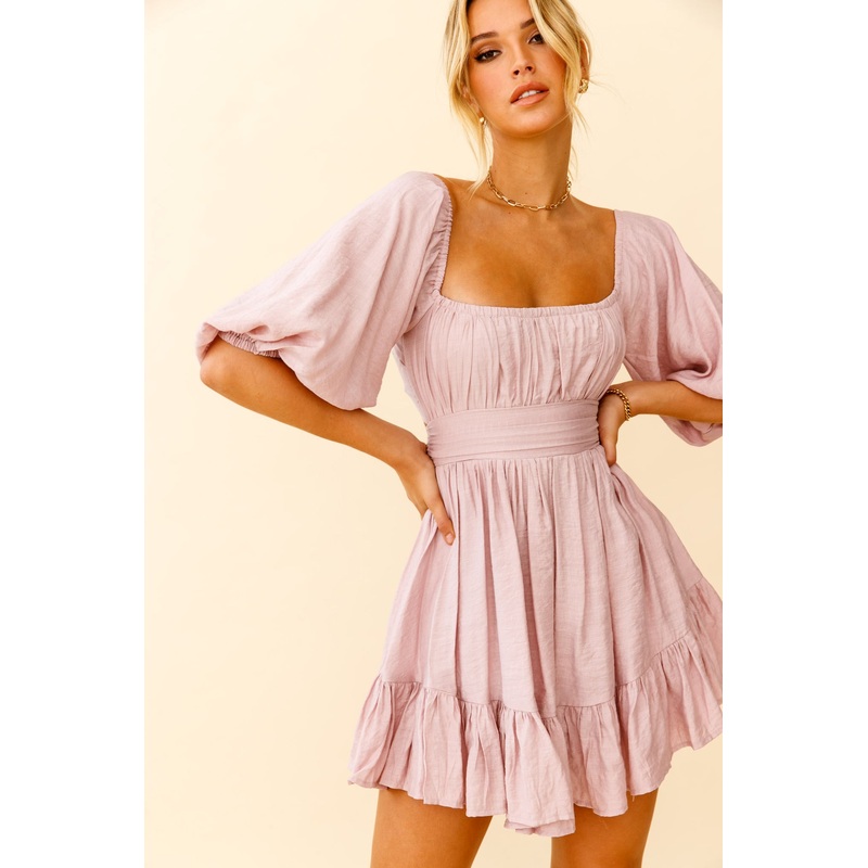 Abby Off-Shoulder Tie-Up Back Dress Blush