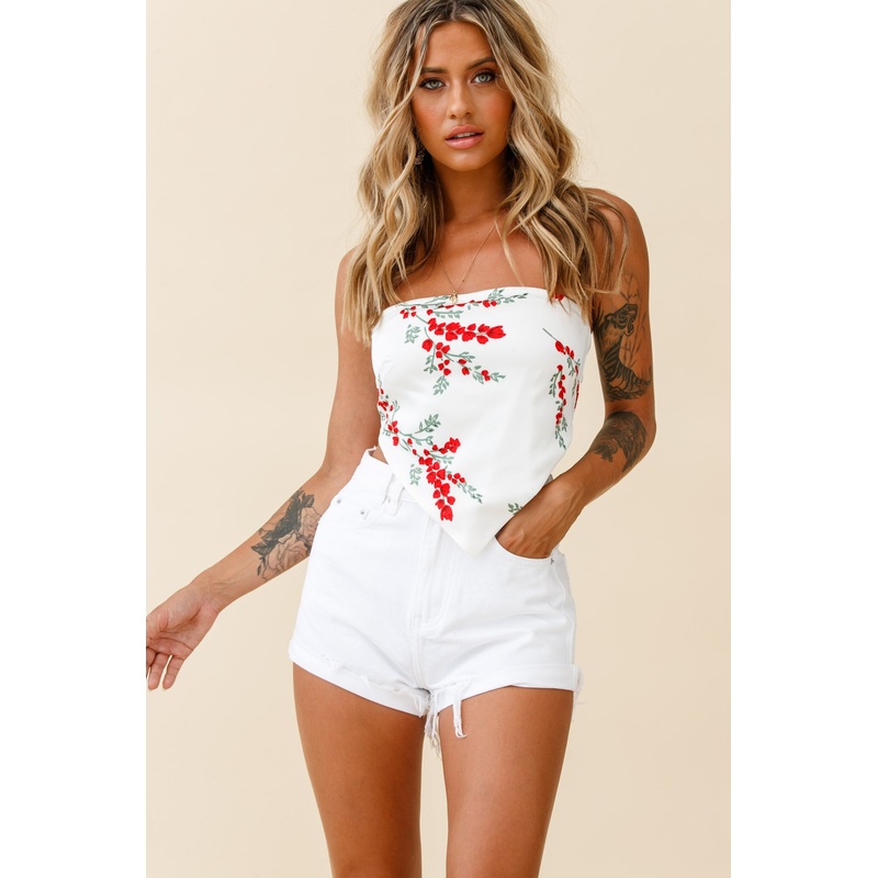 Cherise Handkerchief Bandeau Top White