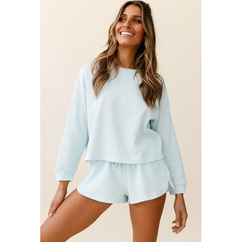 Feels Like Sunshine Dropped Sleeve Pullover Baby Blue