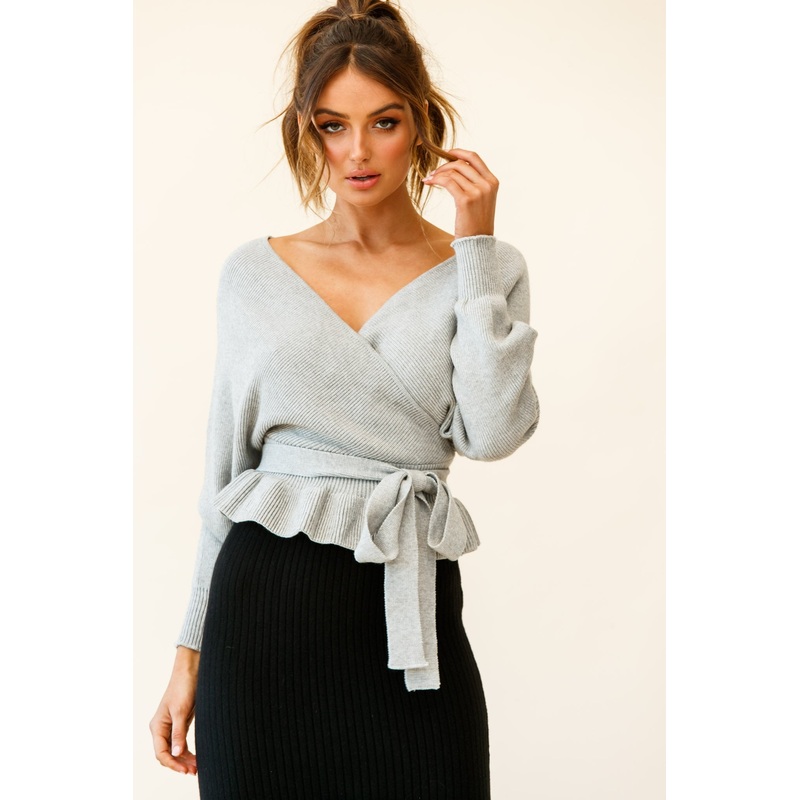 Amara Long Sleeve Knit Top Grey