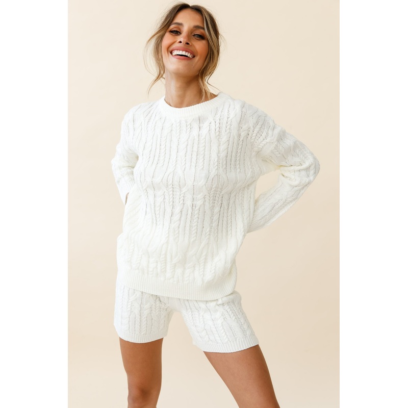 Colorado Cable Knit Sweater Cream