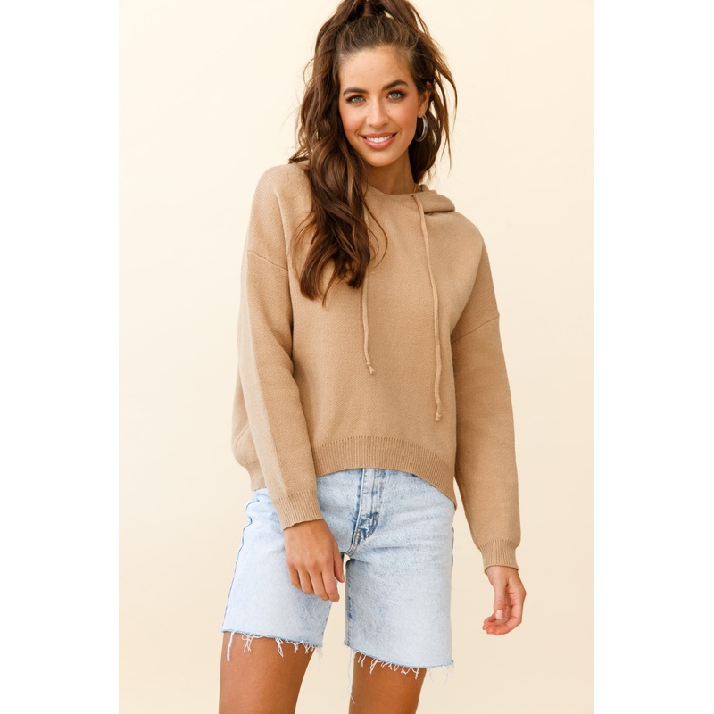 Nightrider Drop Sleeve Hooded Sweater Camel