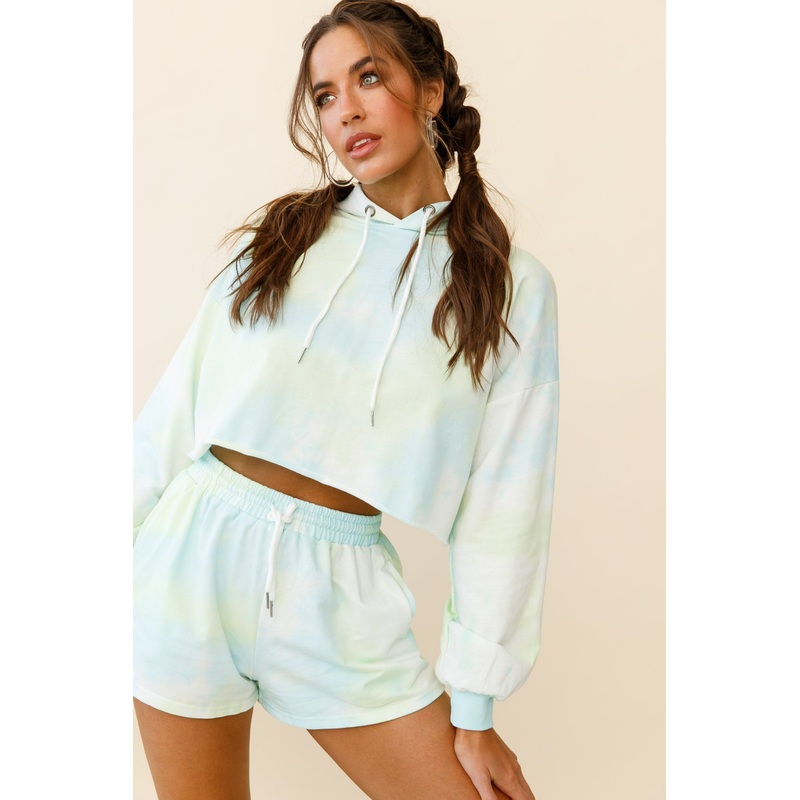 September Sun Crop Length Hoodie Green