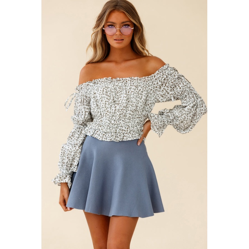 Rowena A-Line Knit Flounce Skirt Midnight Blue