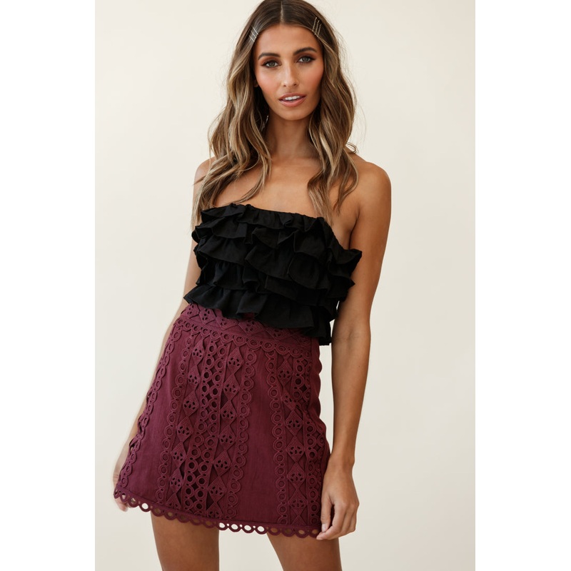 Dinah Crochet Overlay Skirt Plum