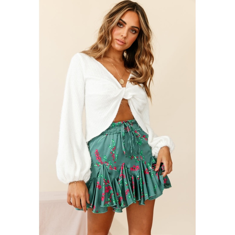 Adore Back-To-Front Twist Knit Crop Top White