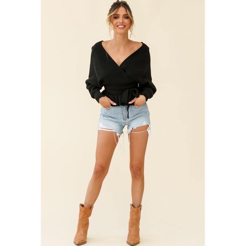 Amara Long Sleeve Knit Top Black