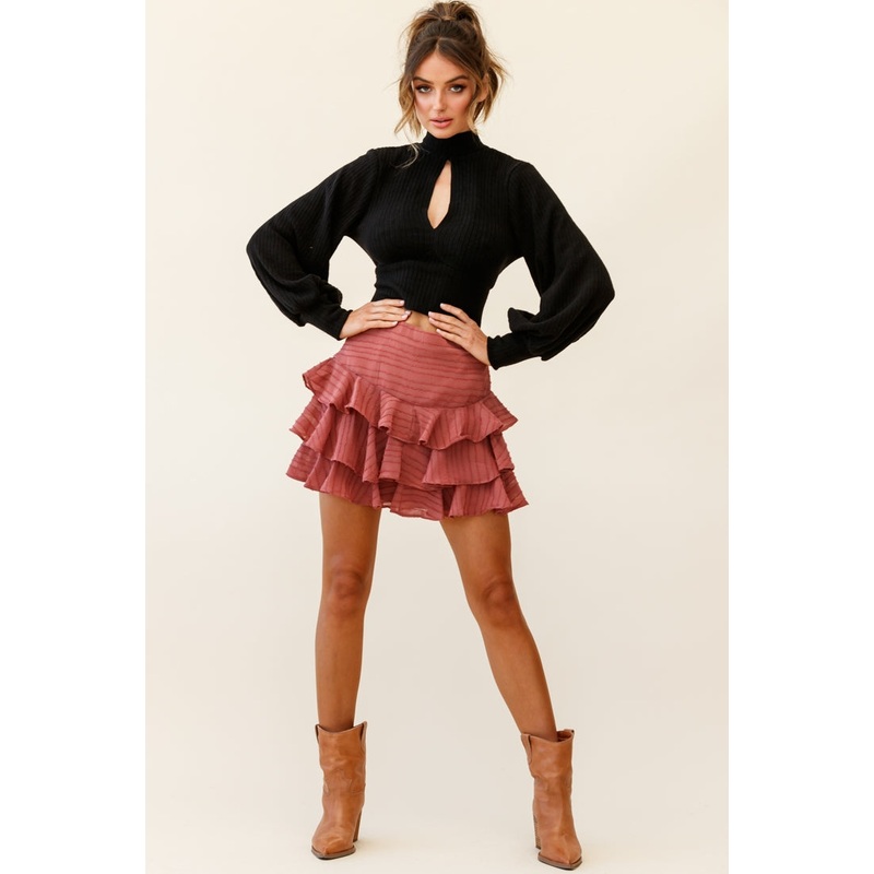 Prove It Keyhole Front Backless Knit Crop Top Black