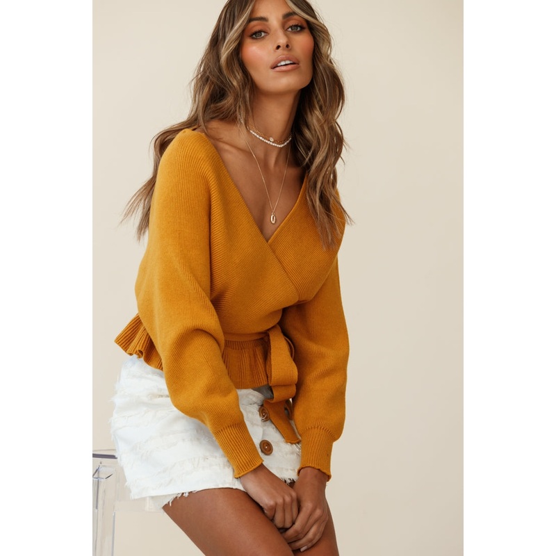 Amara Long Sleeve Knit Top Mustard