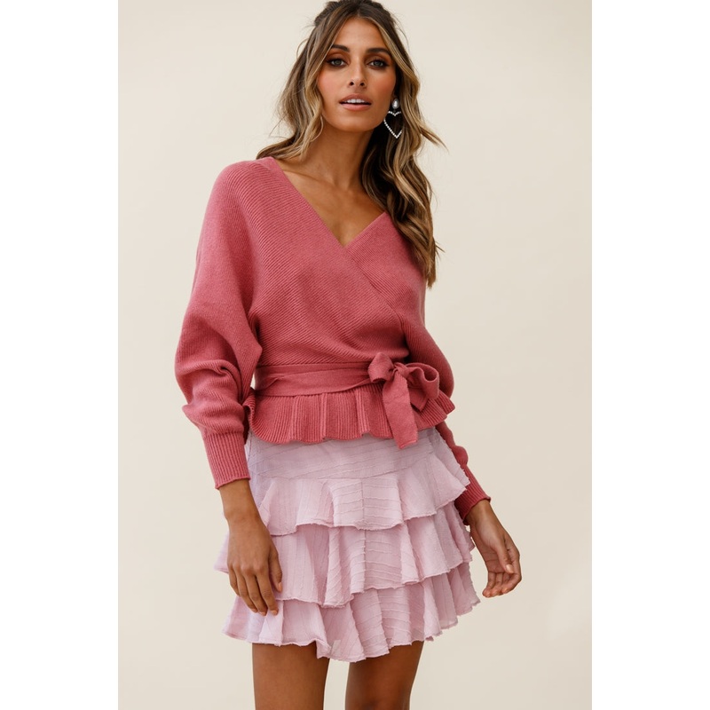 Amara Long Sleeve Knit Top Rose