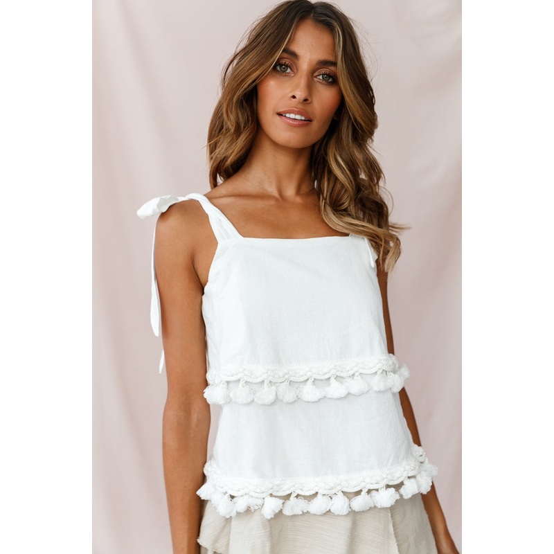 Sirocco Layered Tassel Top White