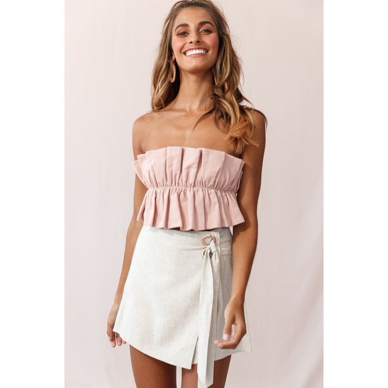 Thea Ruffle Crop Top Blush