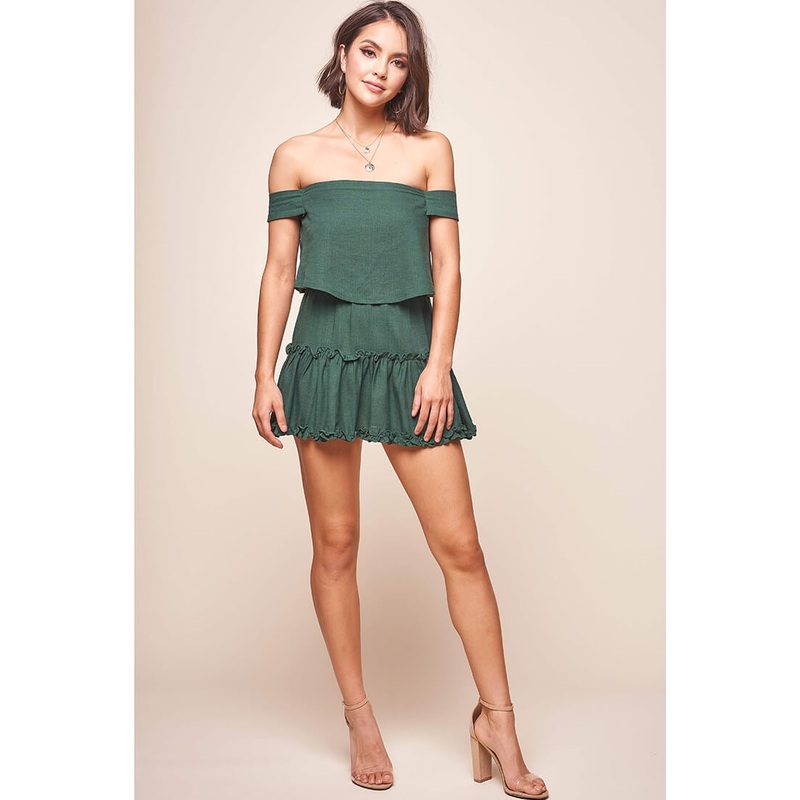 Alexi Off The Shoulder Top Forest Green