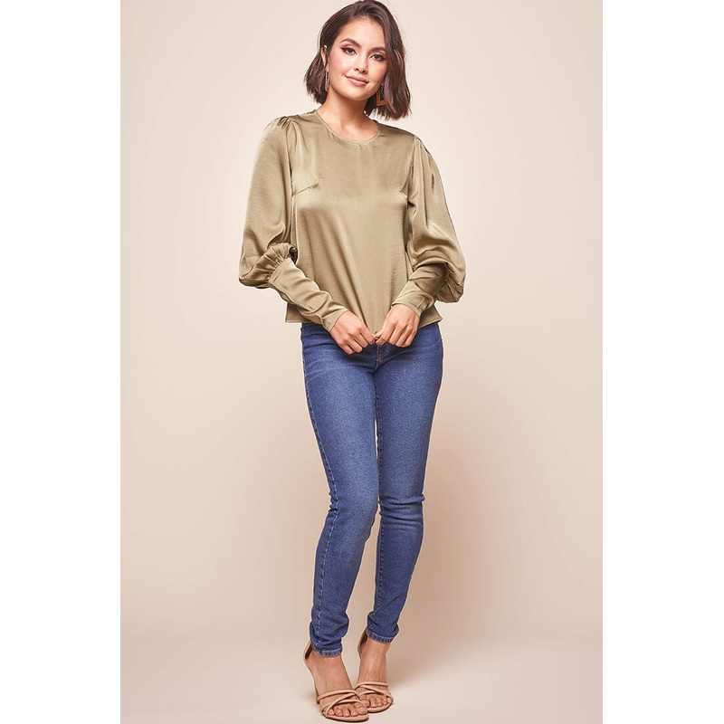 Westminster Leg-of-Mutton Sleeve Blouse Olive
