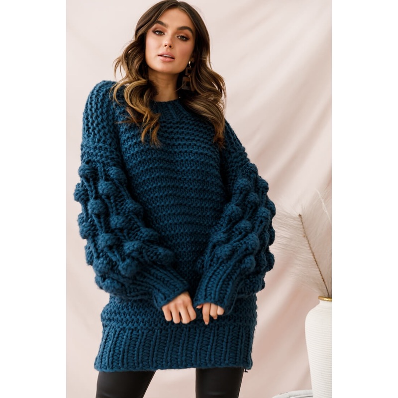 Moscow Chunky Knit Oversized Sweater Teal