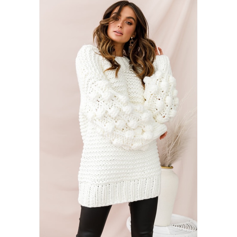 Moscow Chunky Knit Oversized Sweater White