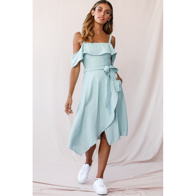 Adali Flowy Summer Midi Dress Pistachio Green