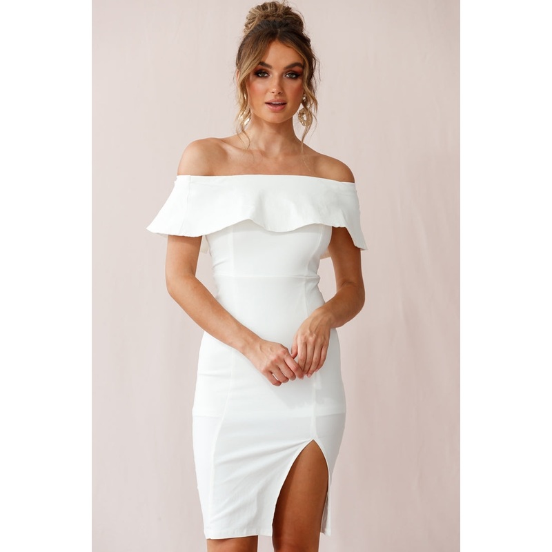 Alina Elegant Bodycon Dress White