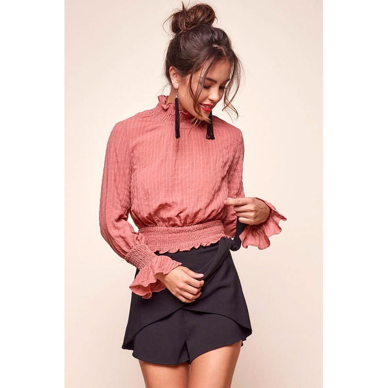 Nicole Cropped Puffy Top Rose