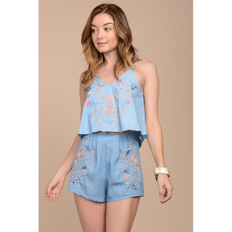 Aranza Chambray Top Blue