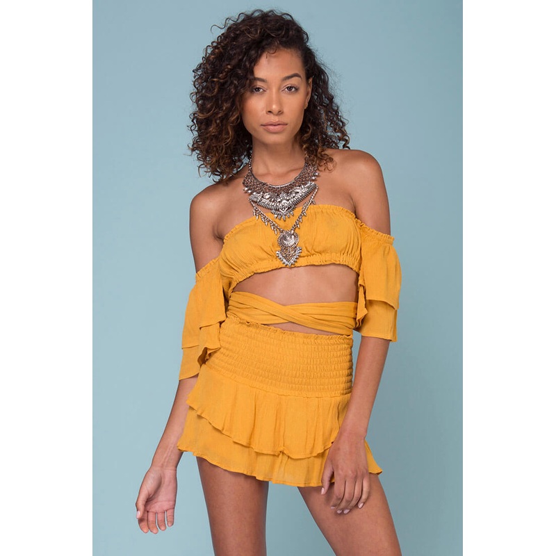 Rhea Top and Skort Set Mustard