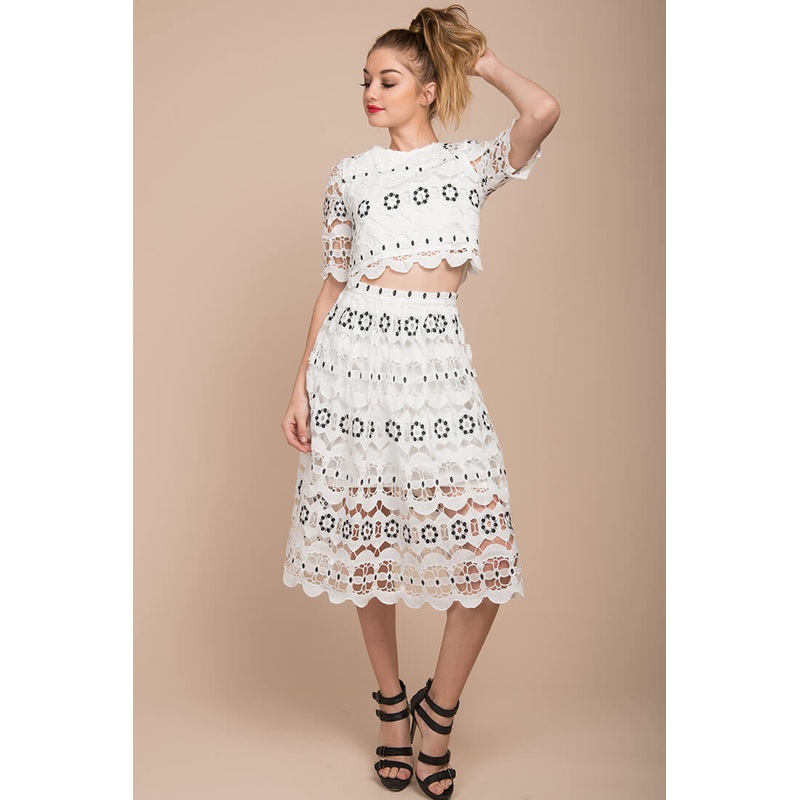Gigi Crop Top and Skirt White