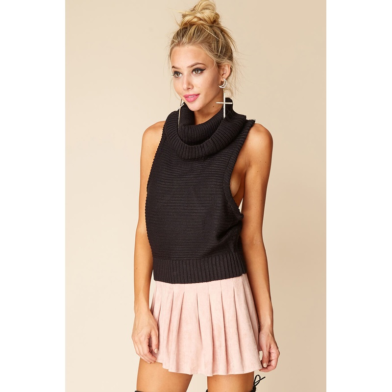 Jenny Sleeveless Cowlneck Black