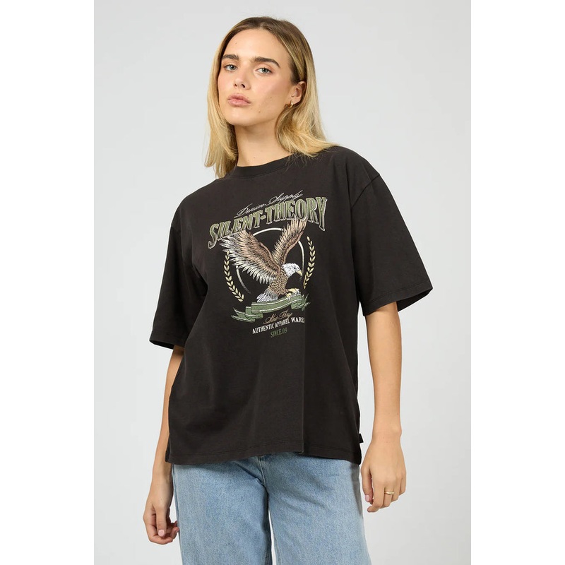 Airborne Washed Black Eagle Print Tee