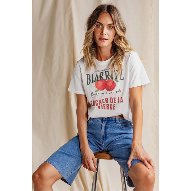 Biarittz Vintage White Printed Tee