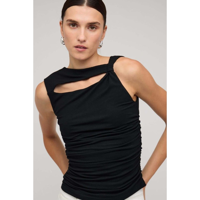 Mira Black Cutout Sleeveless Top