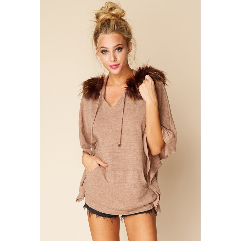 Sarie Faux Fur Sweater Mocha