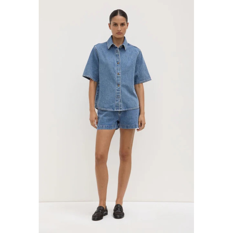 Boxy Dark Stone Denim SS Shirt