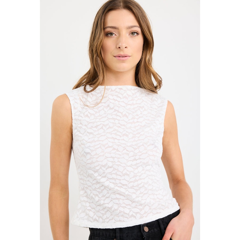 Breathless Ivory Lace Sleeveless Top
