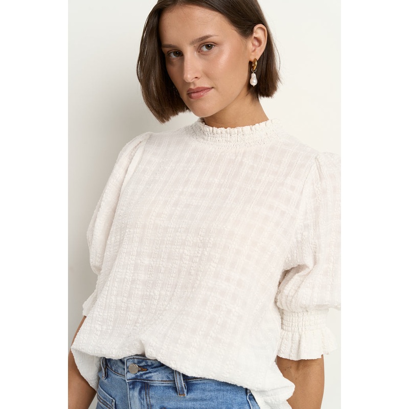 Influential Ivory Texture High Neck Top