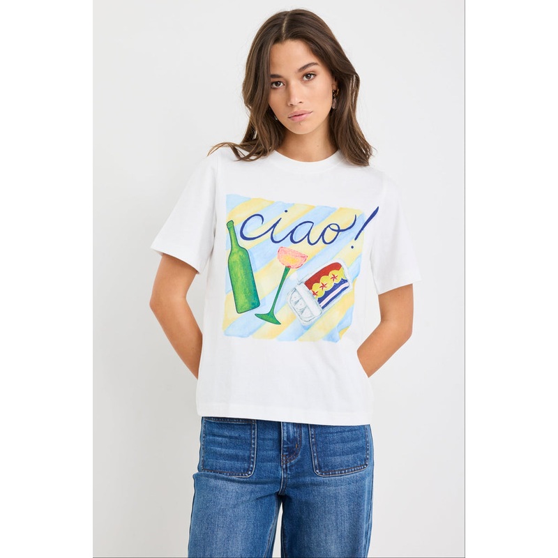 Paradiso Paradise Print Ivory Boxy Tee