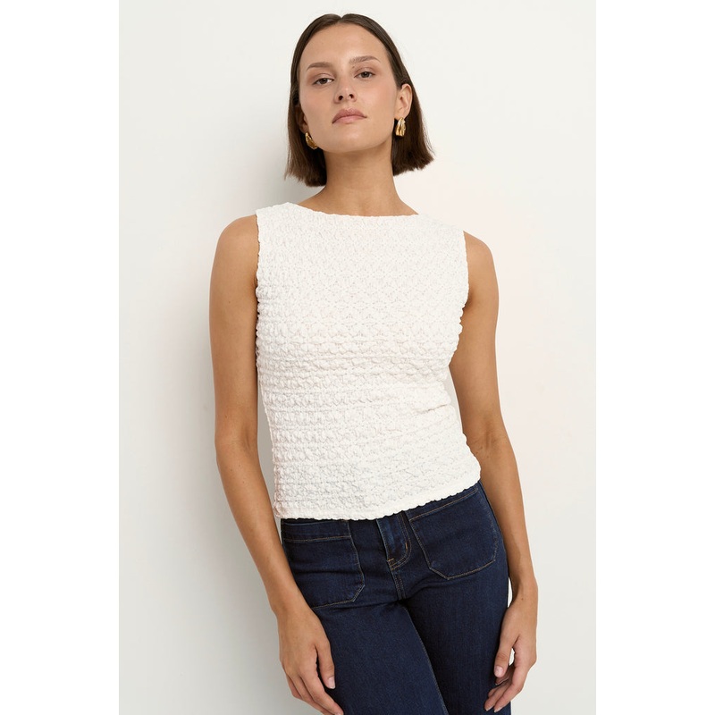 Untamed Ivory Lace Sleeveless Boatneck Top