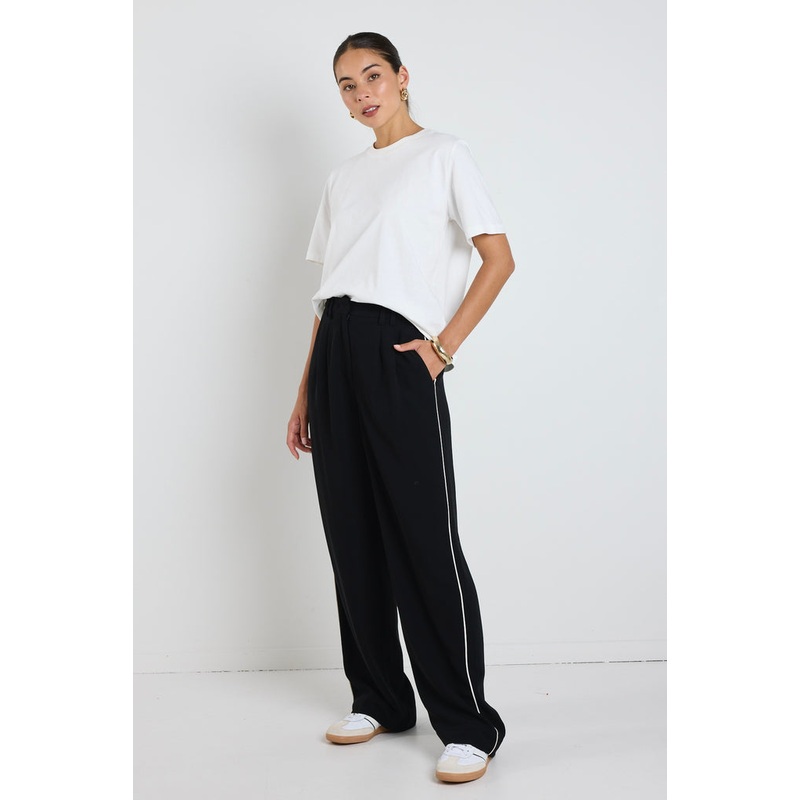 Collective Black Piped Trim Pants