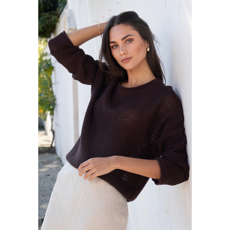 Dawn Chocolate Crochet Knit Jumper