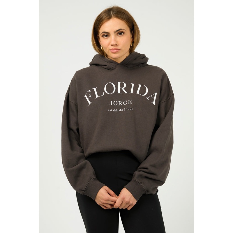 Florida Washed Black Logo Hoodie