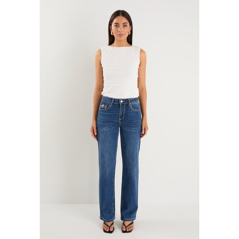 Hudson Mid Blue Mid Rise Straight Leg Jean