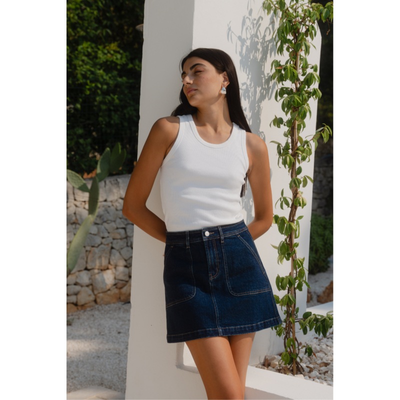 Orchard Indigo Front Denim Mini Skirt