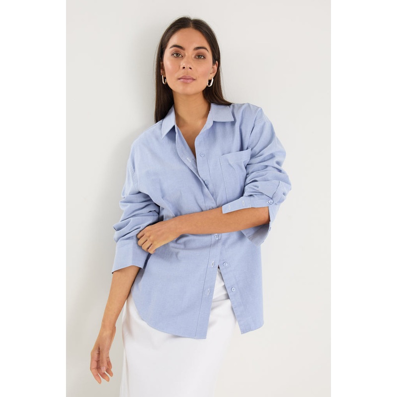Signature Blue Oxford Oversized Shirt