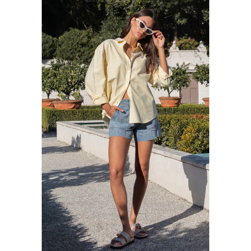 Signature Lemon Oxford Oversized Boyfriend Shirt