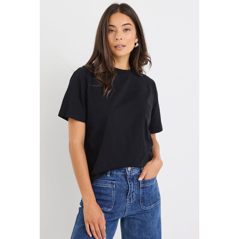 Street Black Crew Neck Short Sleeved Boxy SS Tee