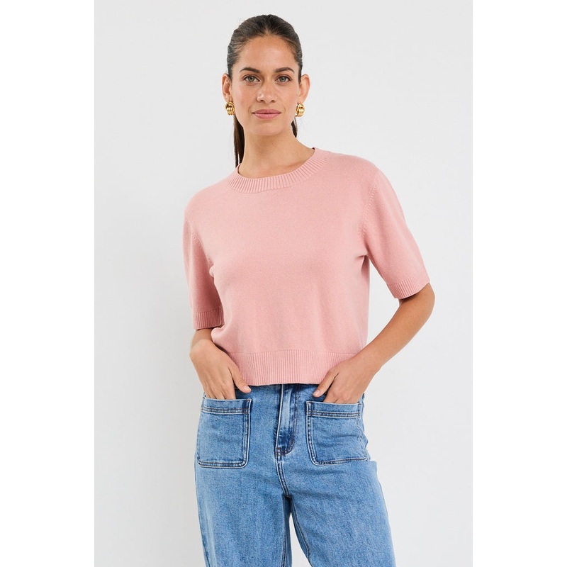 Topic Blush Cashmere Blend Soft Knit Tee