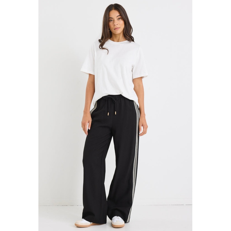 Vibe Black Jacquard Stripe Wide Leg Pants