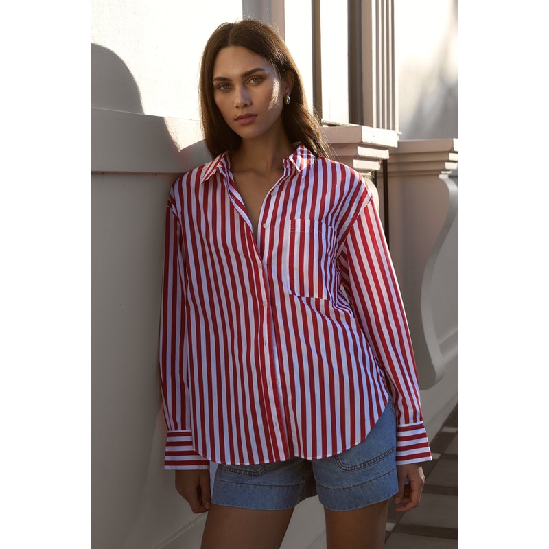 You Got This Red Stripe Oversized Shirt