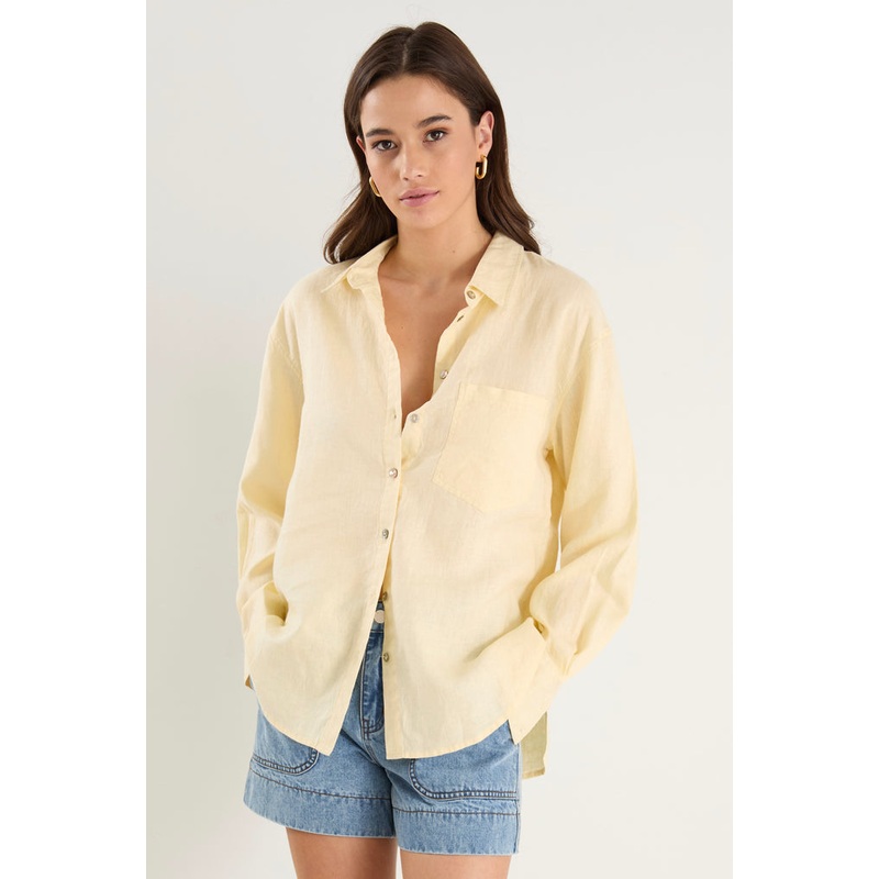 Optimum Lemon Linen Oversized Shirt